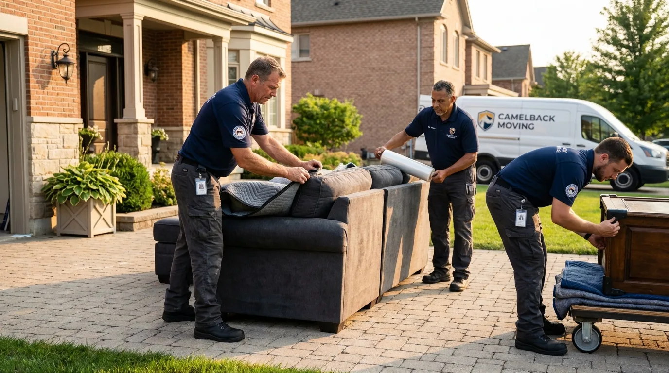Large estate moving crew wrapping furniture in Arab, AL